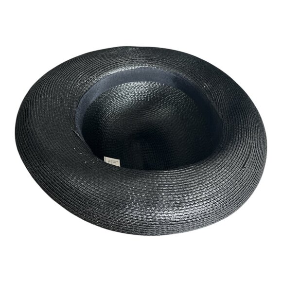 Vintage 1960s–1970s Black Woven Straw Hat with Veil Bow Trim Made in Taiwan R.O. - Picture 5 of 5